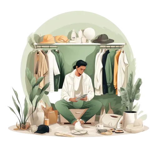 Überforderte Person in unordentlichem Raum